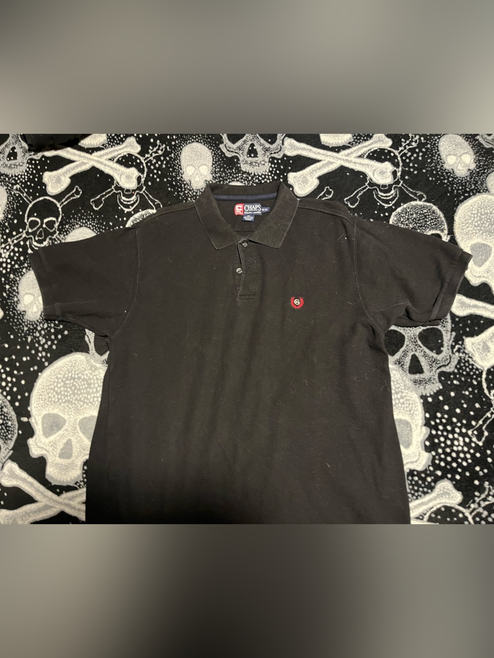 Vintage Chaps Ralph Lauren Black Polo Shirt - Red Crest Logo